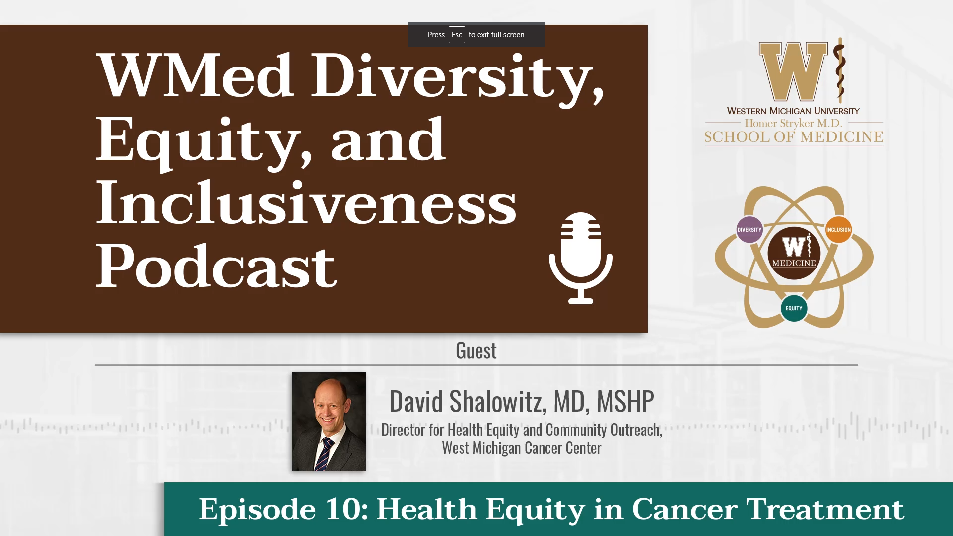 WMed Diversity, Equity and Inclusiveness Podcast: Health Equity in Cancer Treatment Banner